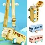 Fun2Go Kids Bus Shape Water Bottle with Strap - 500ml Random Color
