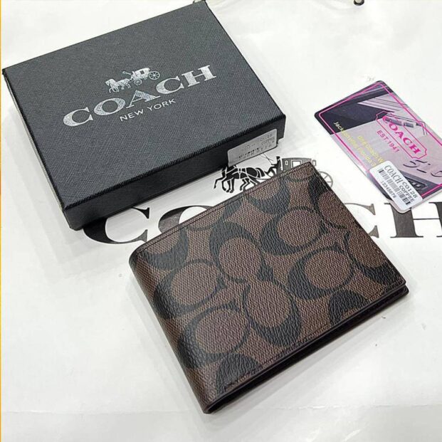 Coach Replica Black Leather Bifold Wallet for Men – Elegant & Functional
